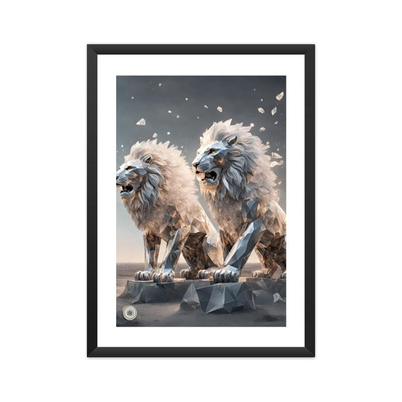 Nature Art Smoky Quartz Crystal Lions Framed Art A3 Framed