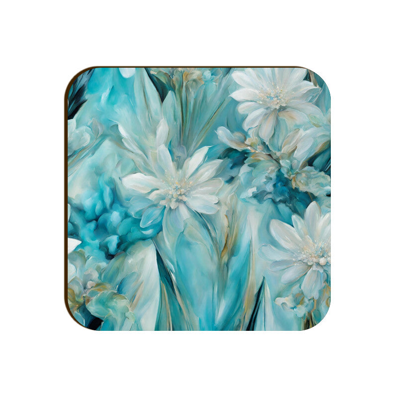 Blue flowers Coaster Square