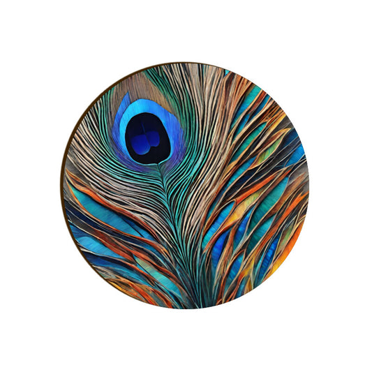 Peacock Feather Coaster Round