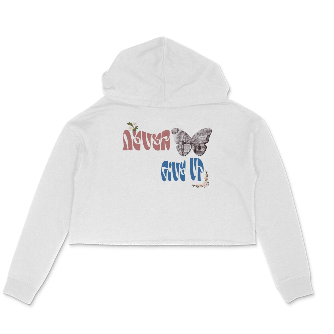 Never Give Up Women's Crop Hoodie