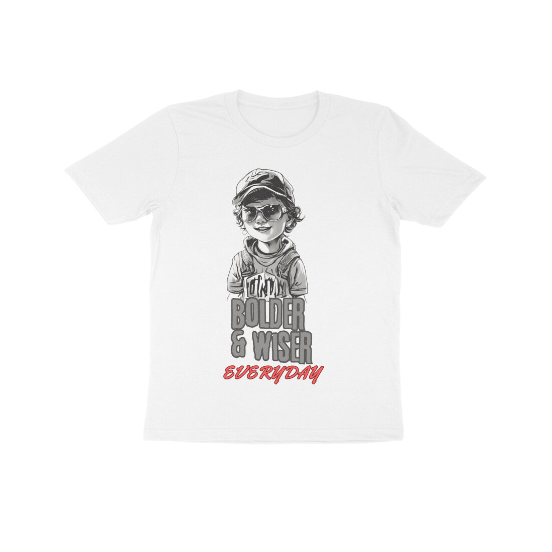 Bolder and Wiser Kid's Half Sleeve Round Neck T-Shirt White