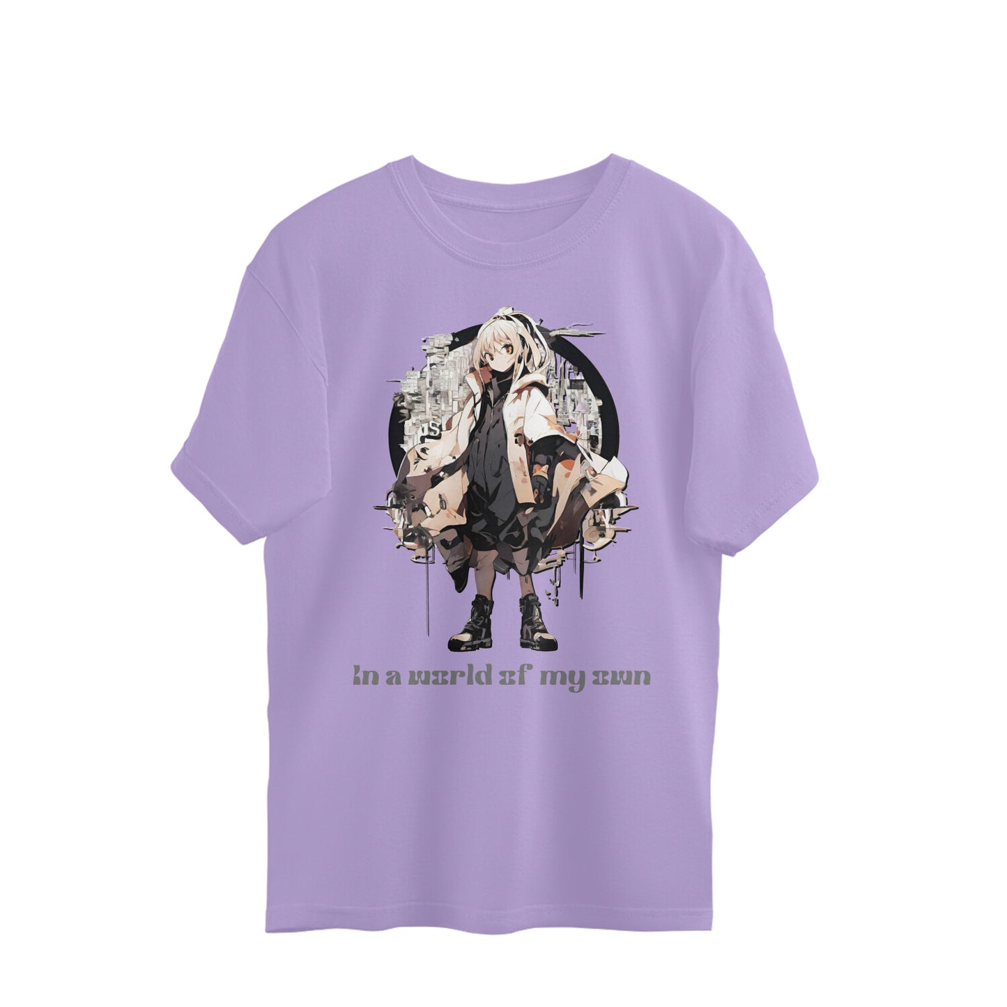 In a World Unisex Oversized T-Shirt Iris Lavender