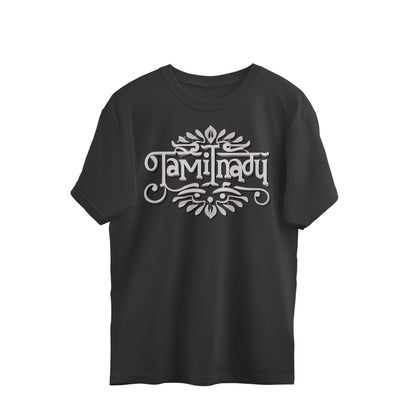 Place Art Tamil Nadu Silver Unisex Oversized T-Shirt Black