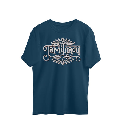 Place Art Tamil Nadu Silver Unisex Oversized T-Shirt Navy Blue