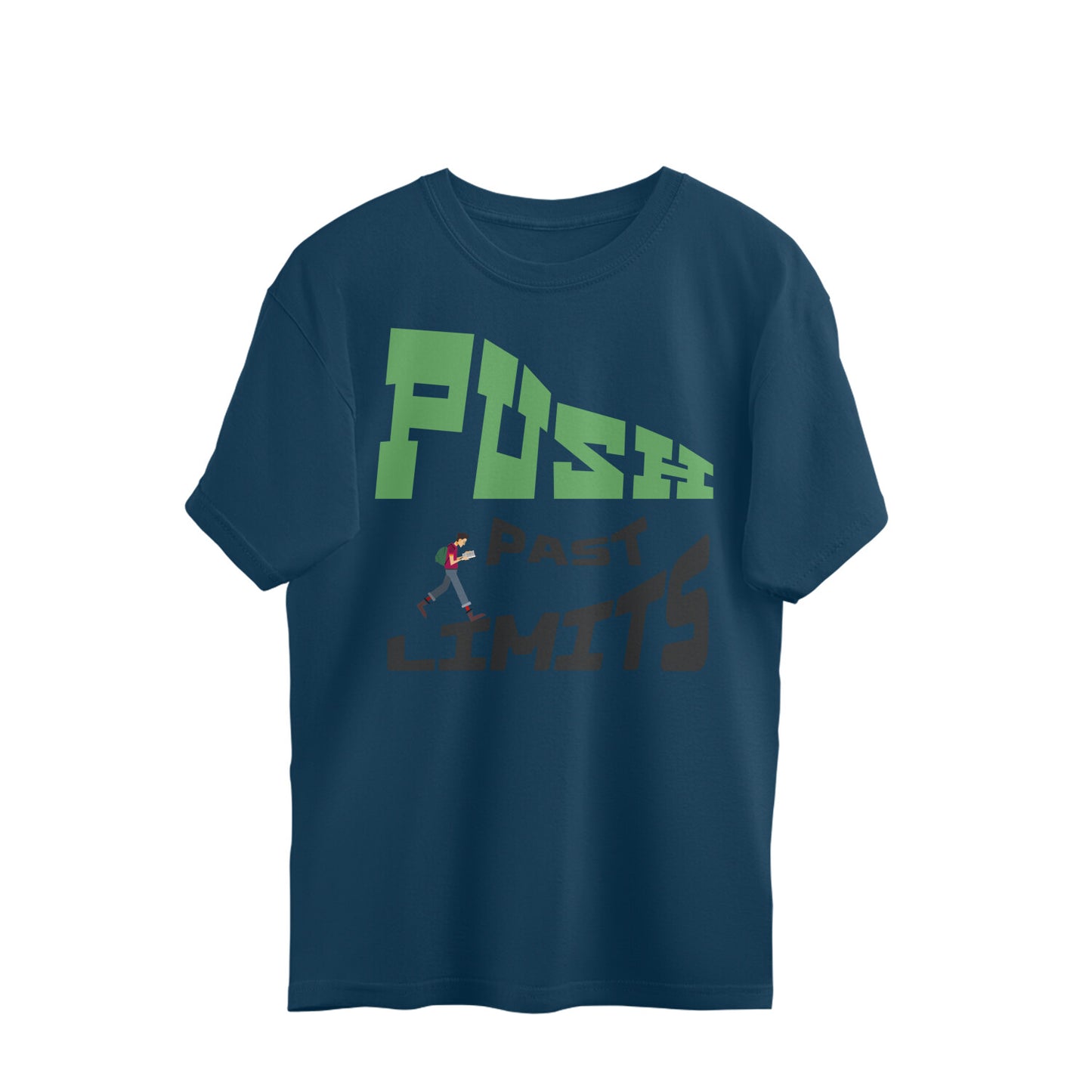 Push Past Limits Unisex Oversized T-Shirt Navy Blue