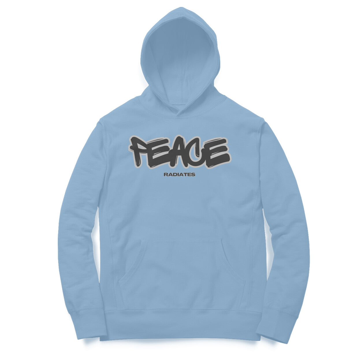 Peace White Unisex Hoodie Baby Blue