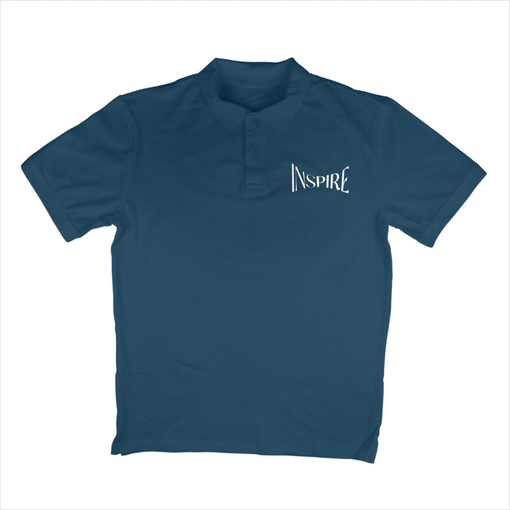 Word Art Inspire Men's Polo T-Shirt Navy Blue