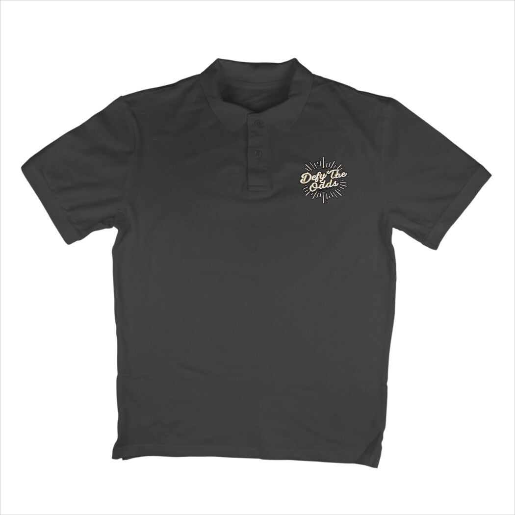 Word Art Defy the Odds Men's Polo T-Shirt Black