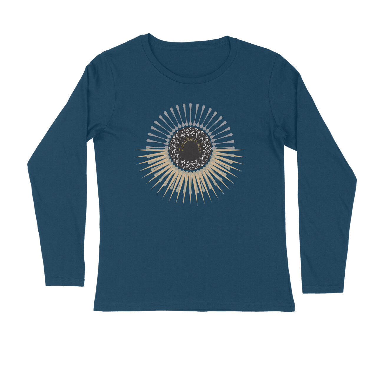 Paradise Full Sleeve Round Neck T-Shirt Navy Blue