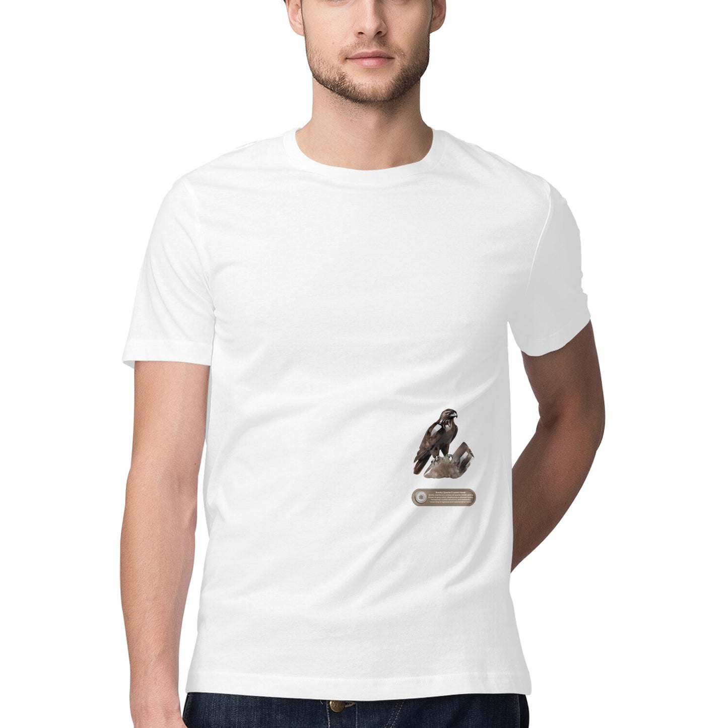 Crystal Hawk Men's Half Sleeve Round Neck T-Shirt White