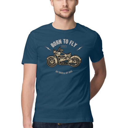 Born to Fly Men's Half Sleeve Round Neck T-Shirt Navy Blue