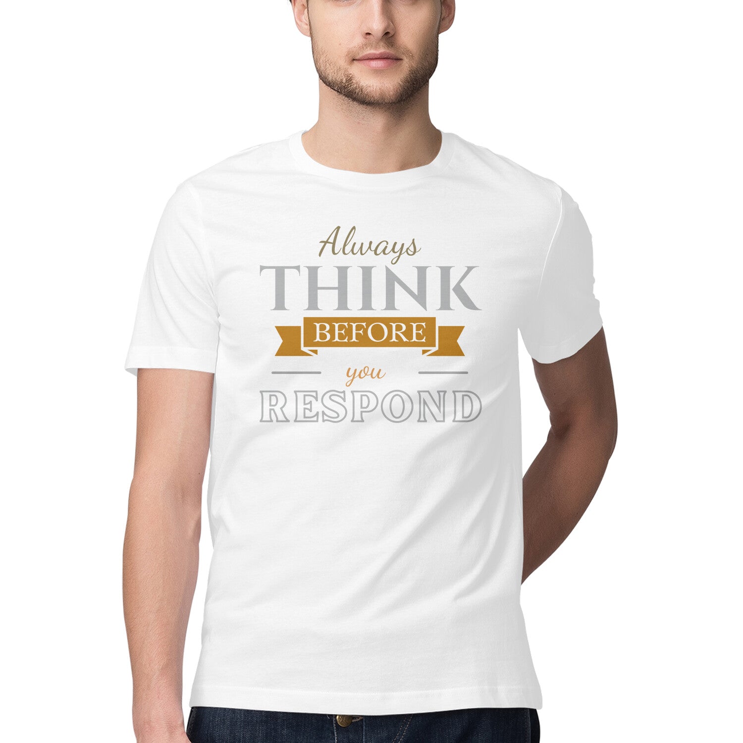 Always think Men's Half Sleeve Round Neck T-Shirt