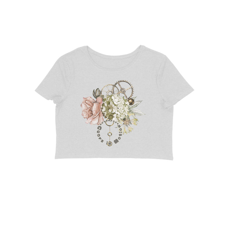 Gears in Motion Crop Top Melange Grey