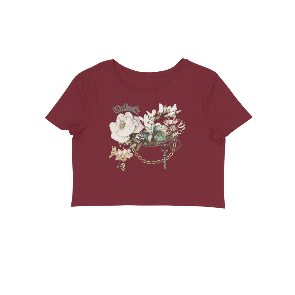 Unlock happiness Crop Top Maroon