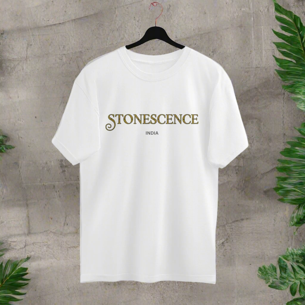 Stonescence Unisex White Oversized T Shirt