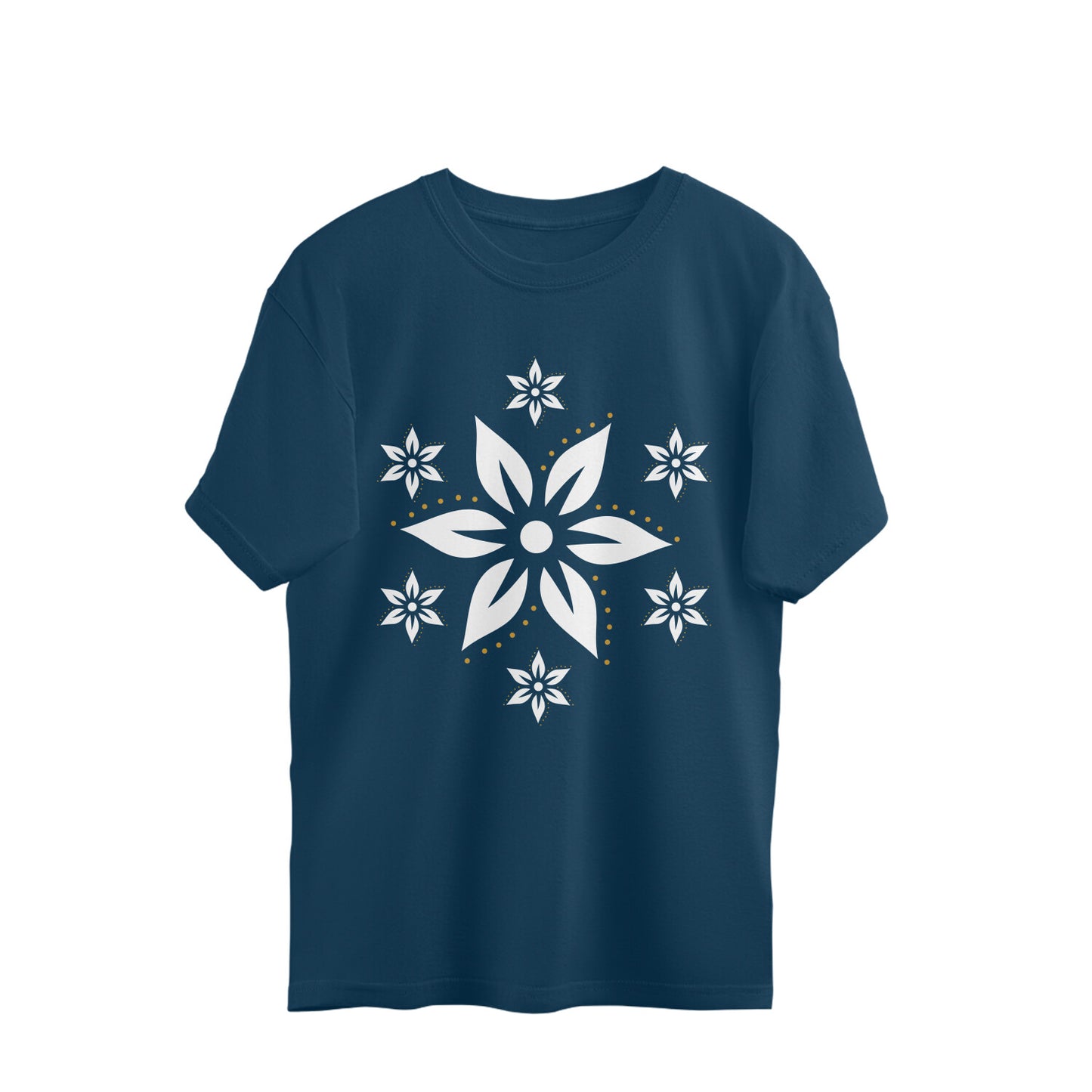 Flowers Oversized T-Shirt Navy Blue