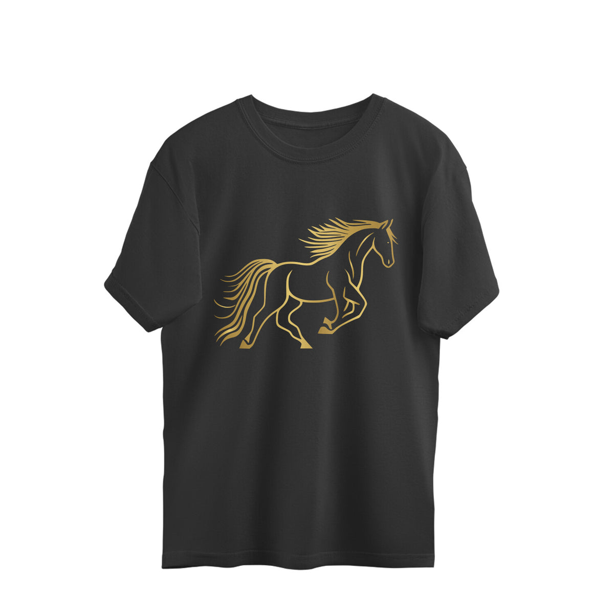Golden Horse Unisex Oversized T-Shirt Black