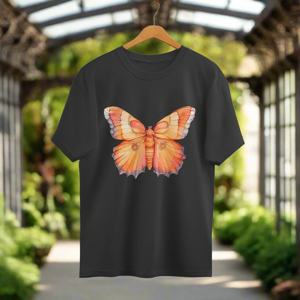 Orange Butterfly Unisex Oversized T-Shirt