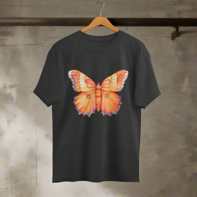 Orange Butterfly Unisex Oversized T-Shirt