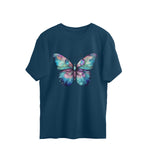 Animal Art Purple Butterfly Unisex Oversized T-Shirt Navy Blue