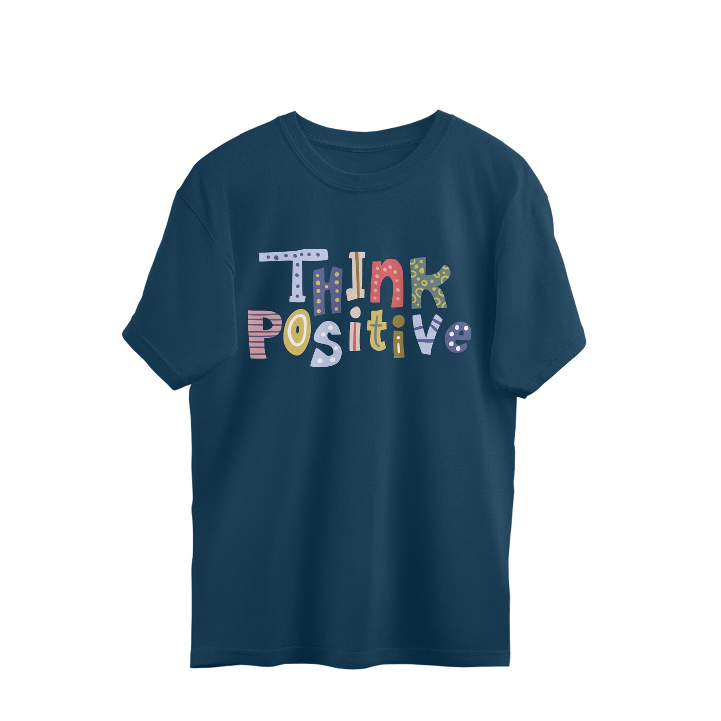 Think Positive Unisex Oversized T-Shirt Navy Blue