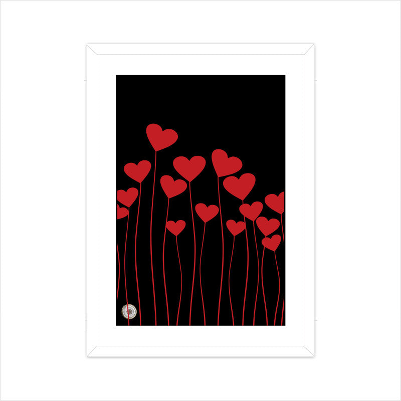 Pattern Art Twig of hearts Framed Art A4 Framed - White