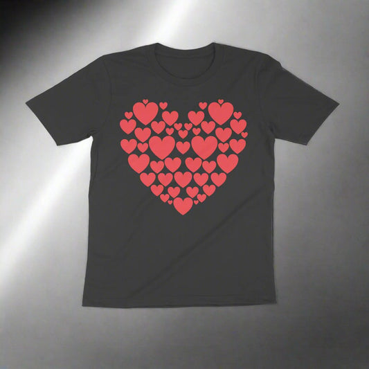 Pattern Art Heart of hearts Unisex Round Neck Half Sleeve T-Shirt Black