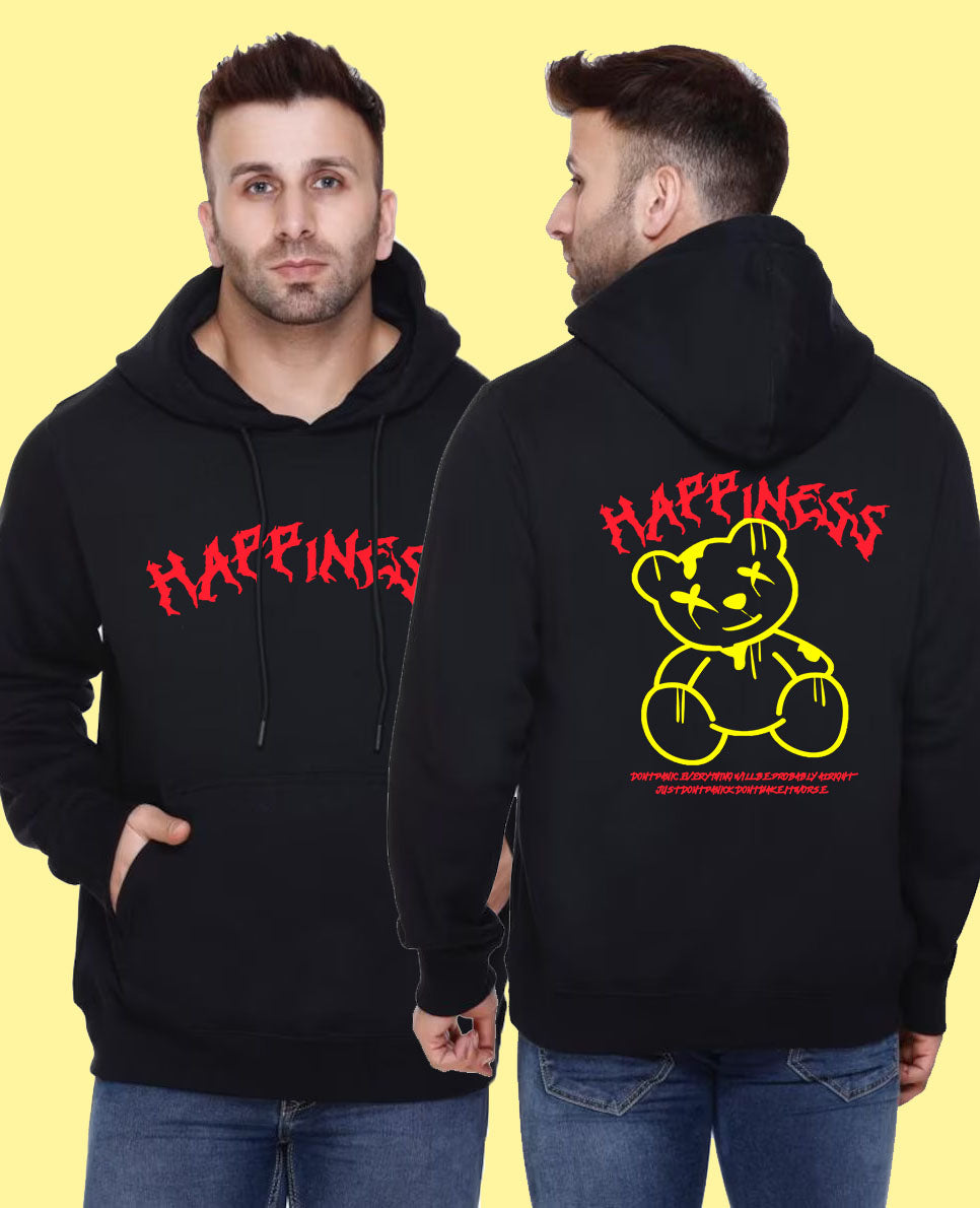 Happiness Unisex Oversized Hoodie Black