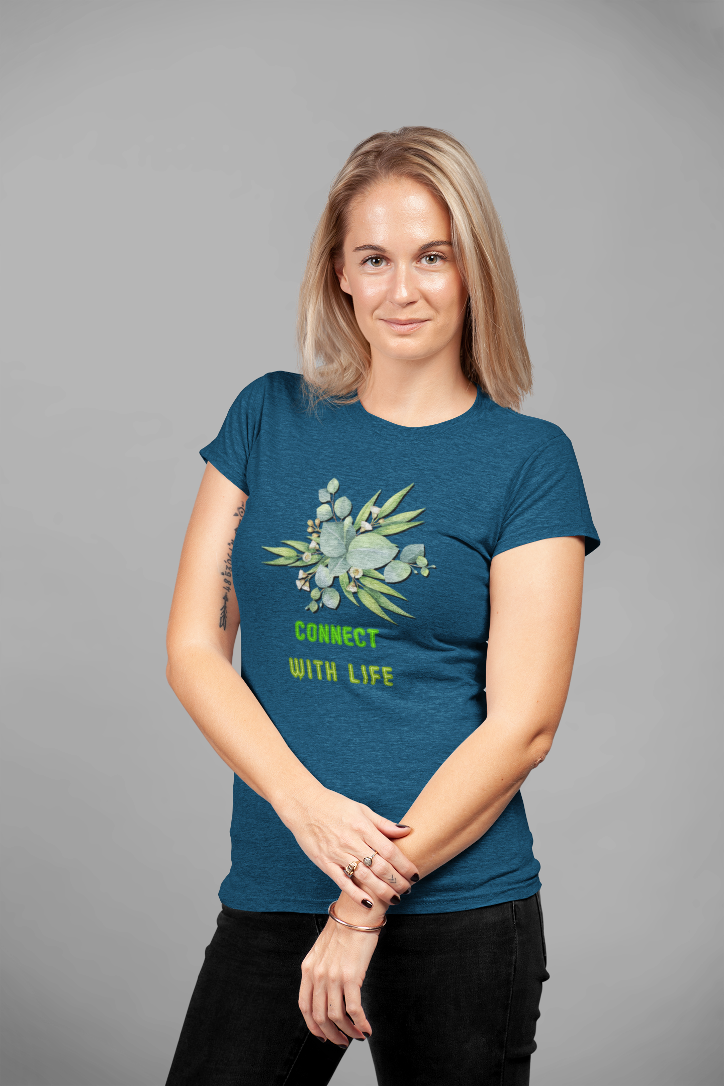 Connect with Life Women's T-Shirt Navy Blue