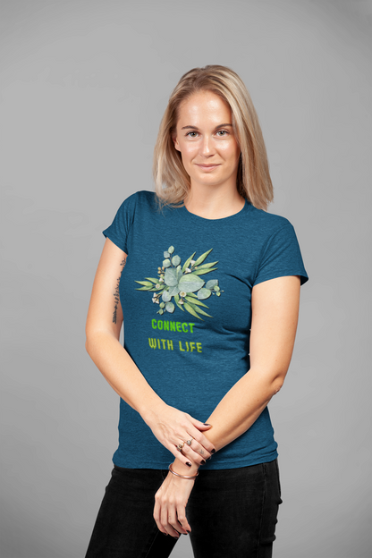 Connect with Life Women's T-Shirt Navy Blue