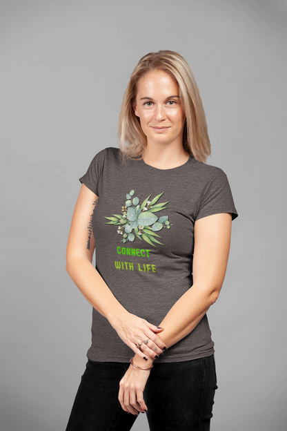 Connect with Life Women's T-Shirt Charcoal Grey