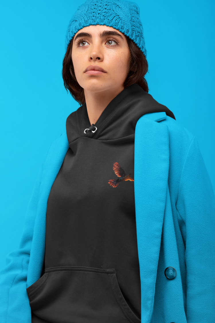 Fire Art Blazing Bird Unisex Black Oversized Hoodie