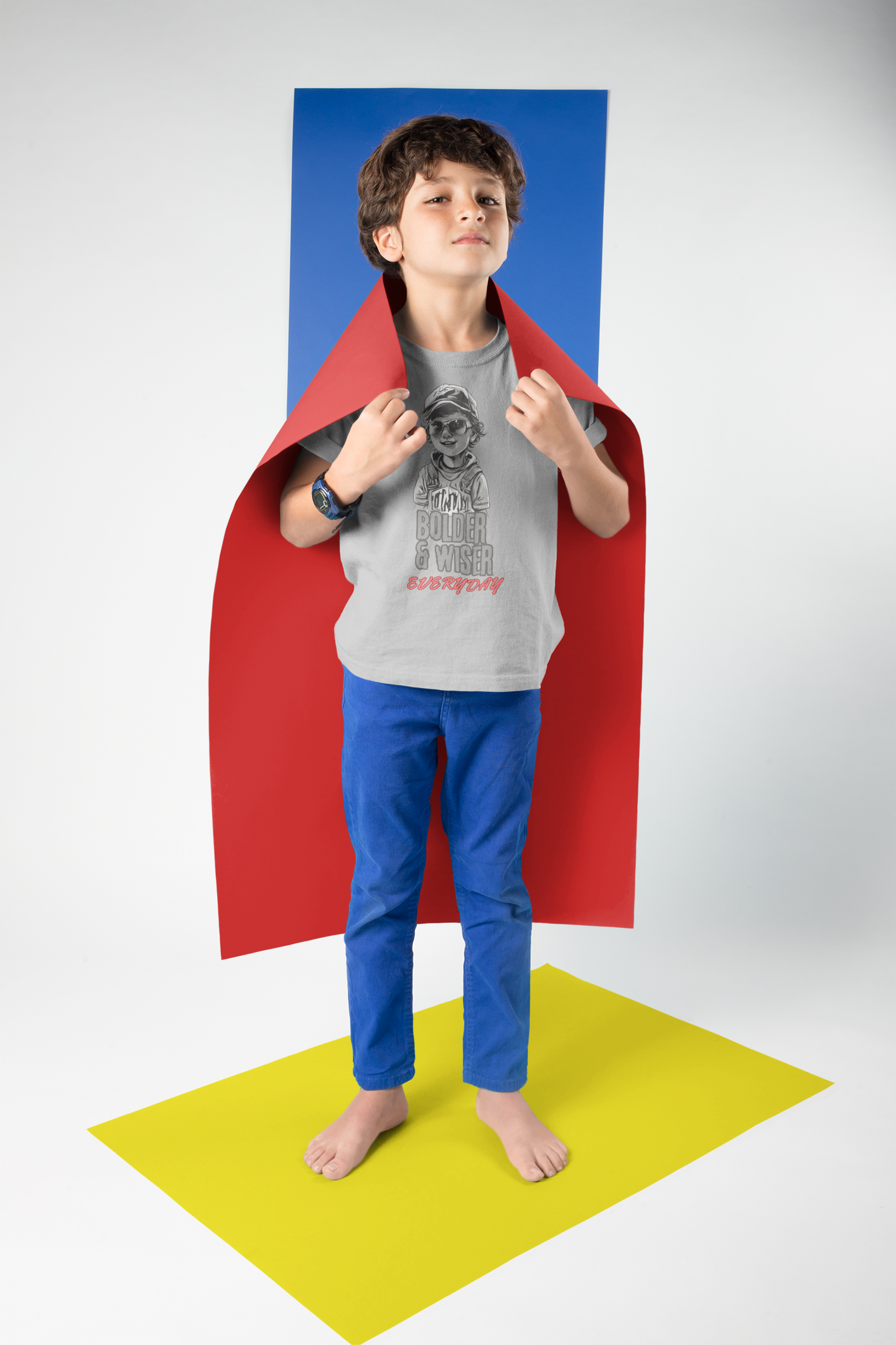 Bolder and Wiser Kid's Half Sleeve Round Neck T-Shirt Melange Grey