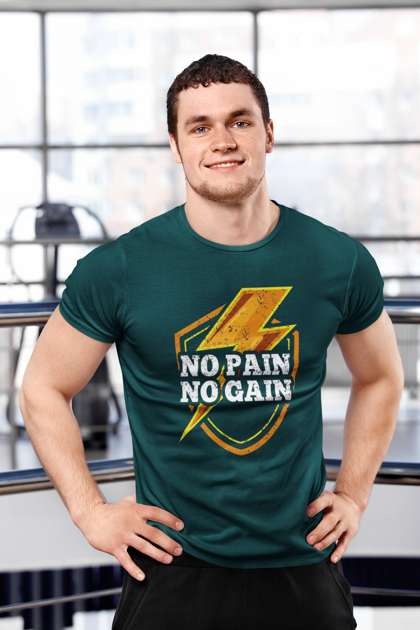 No Pain Half Sleeve T-Shirt Petrol Blue