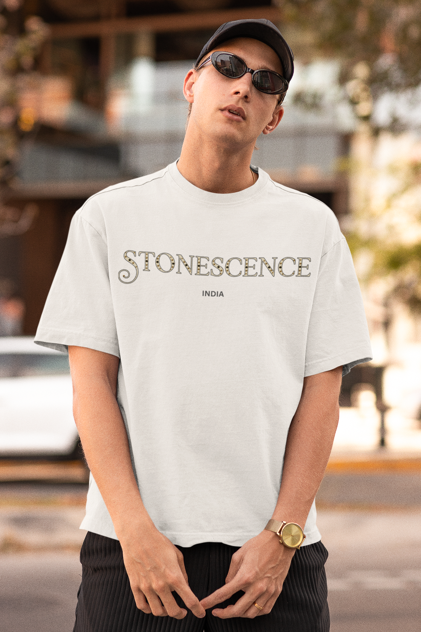 Stonescence Unisex White Oversized T-Shirt White