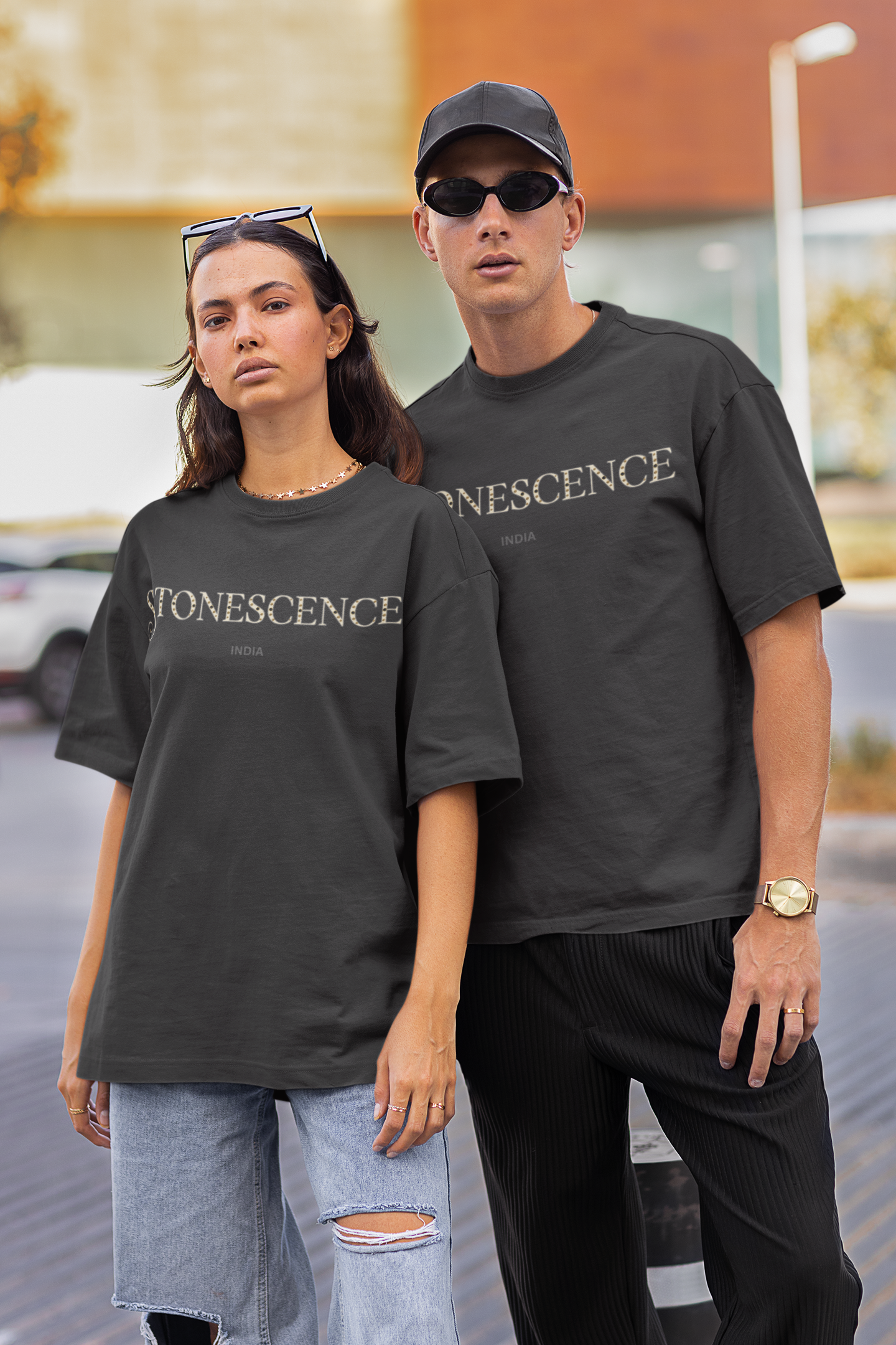 Stonescence Unisex Black Oversized T-Shirt