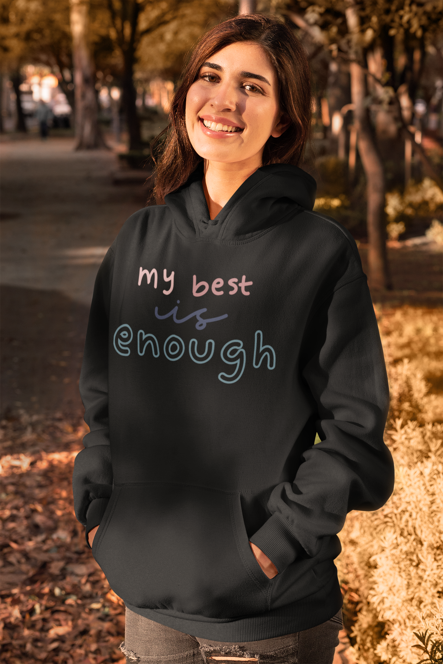 My Best is enough Unisex Casual Hoodie Black