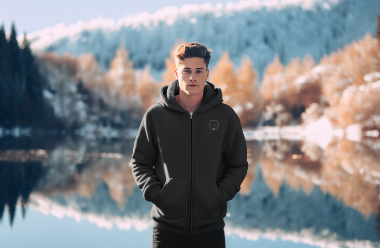 Grand Adventure Life Unisex Black Zip Hoodie Black
