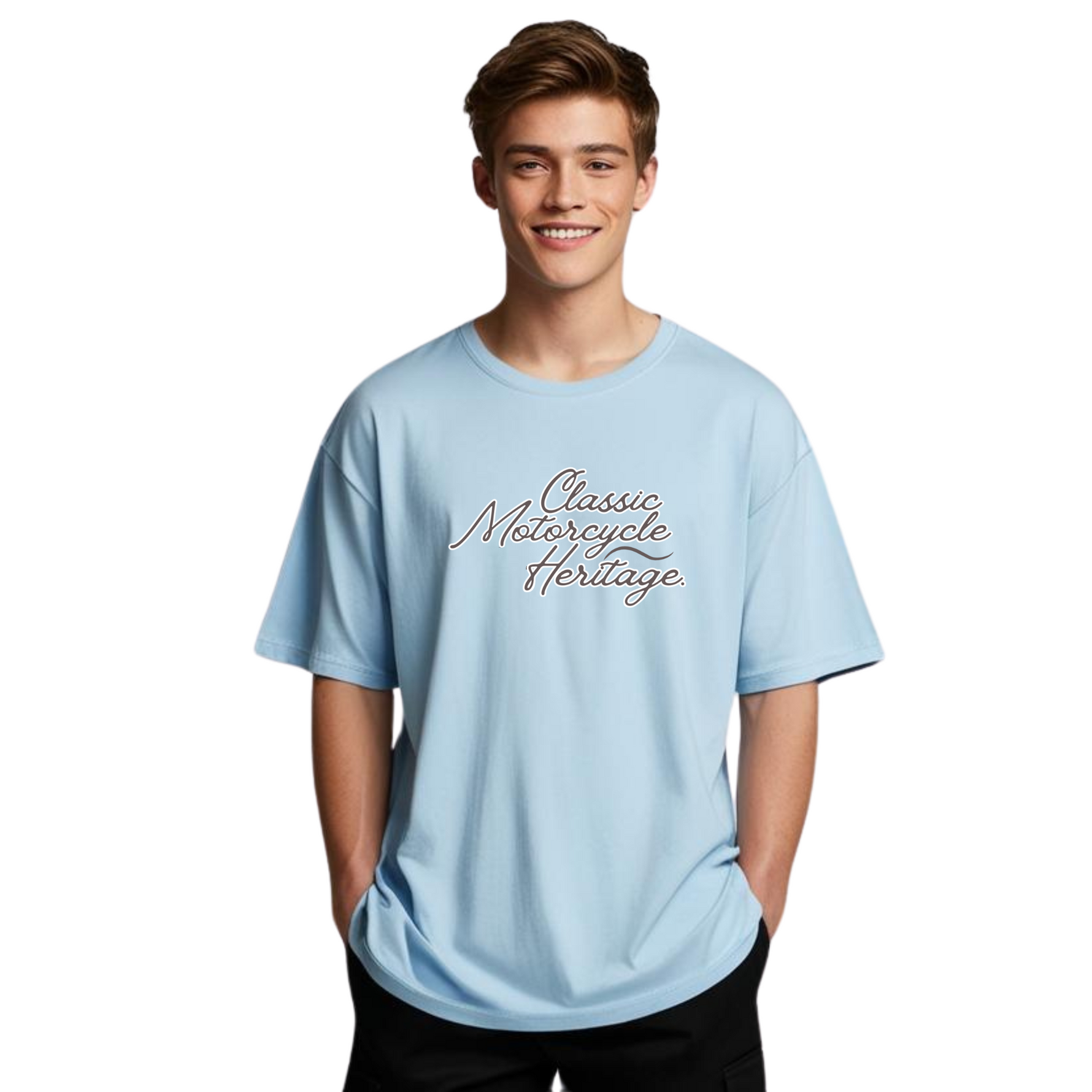 MotorCycle Oversized T-Shirt Baby Blue