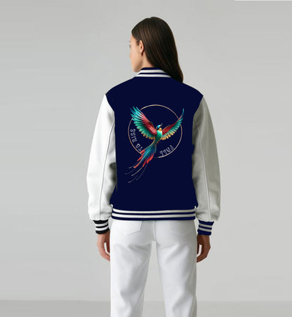 Fall to Rise Varsity Jacket Navy Blue