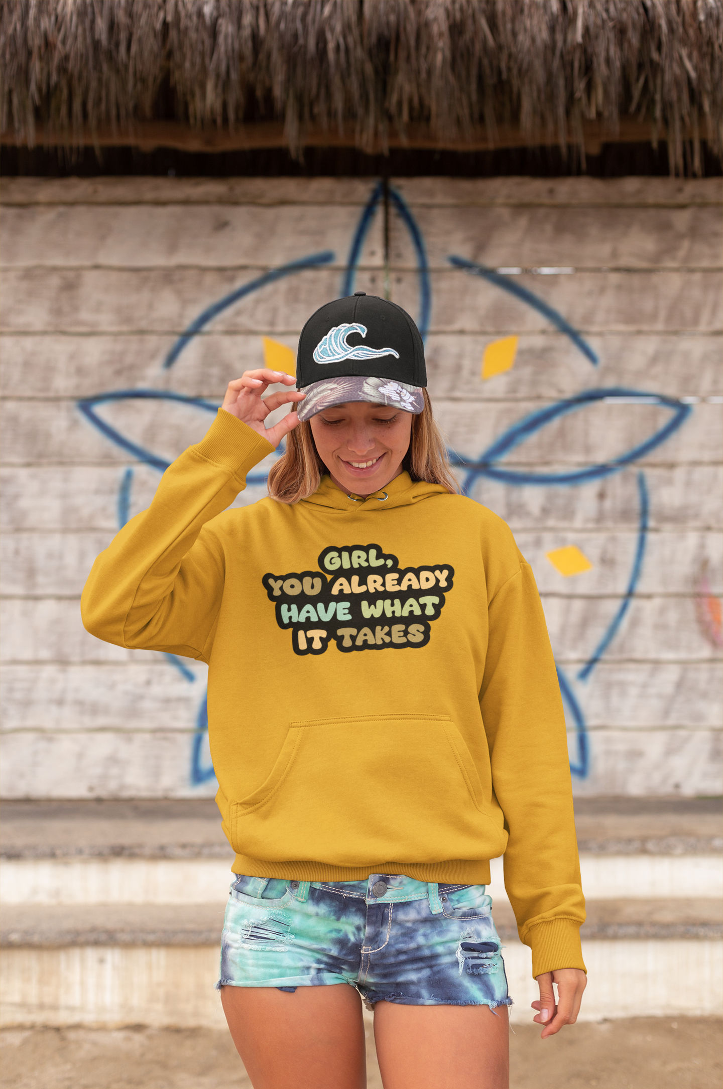 Girl Unisex Casual Hoodie Mustard Yellow