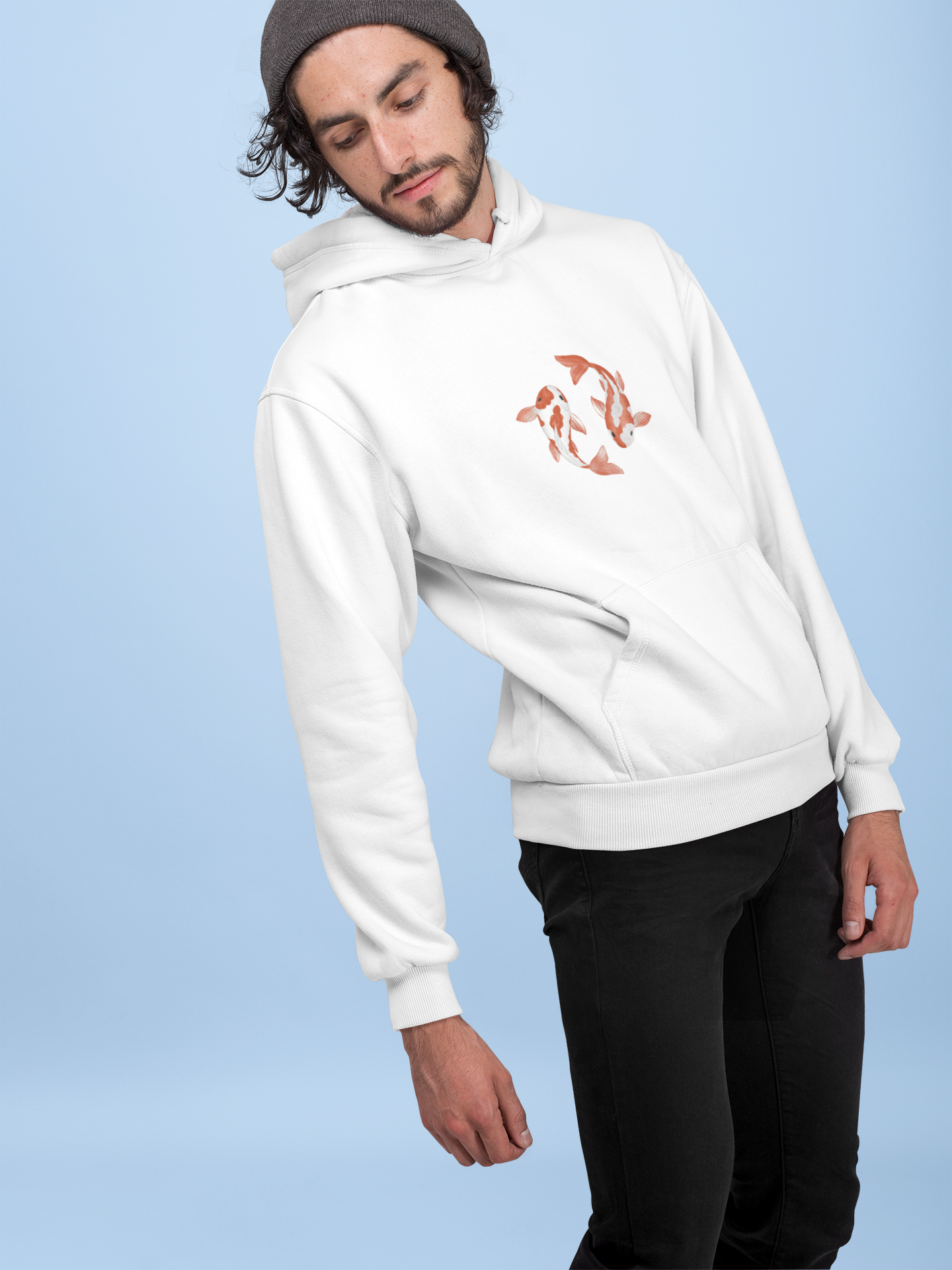 Koi Unisex Oversized Hoodie White