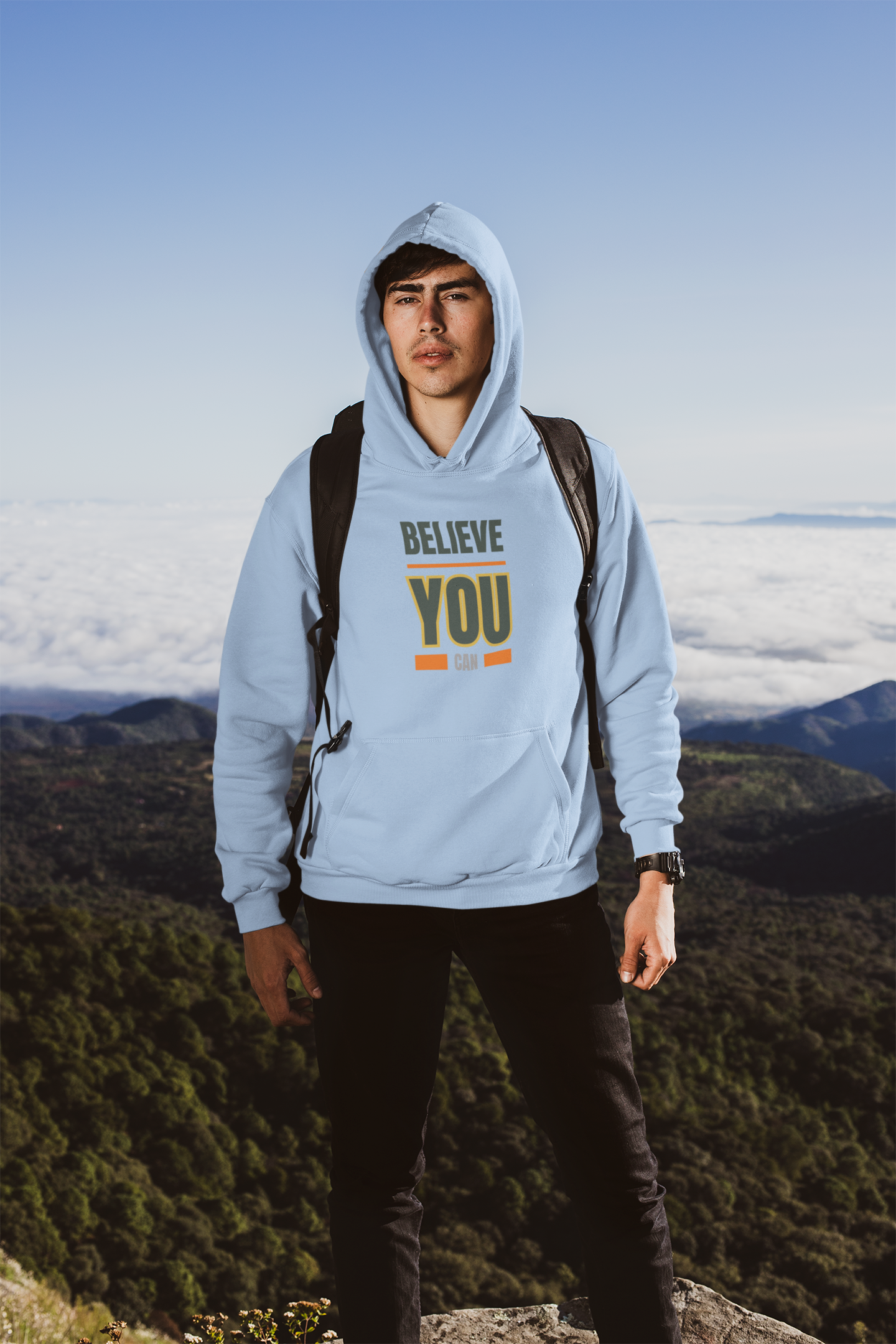 Believe Unisex Hoodie Baby Blue