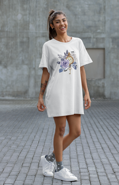 Time Women's T-Shirt Dress White