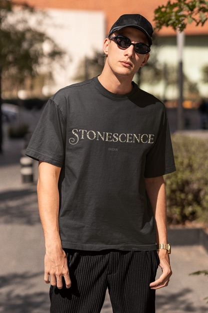 Stonescence Unisex Black Oversized T-Shirt Black