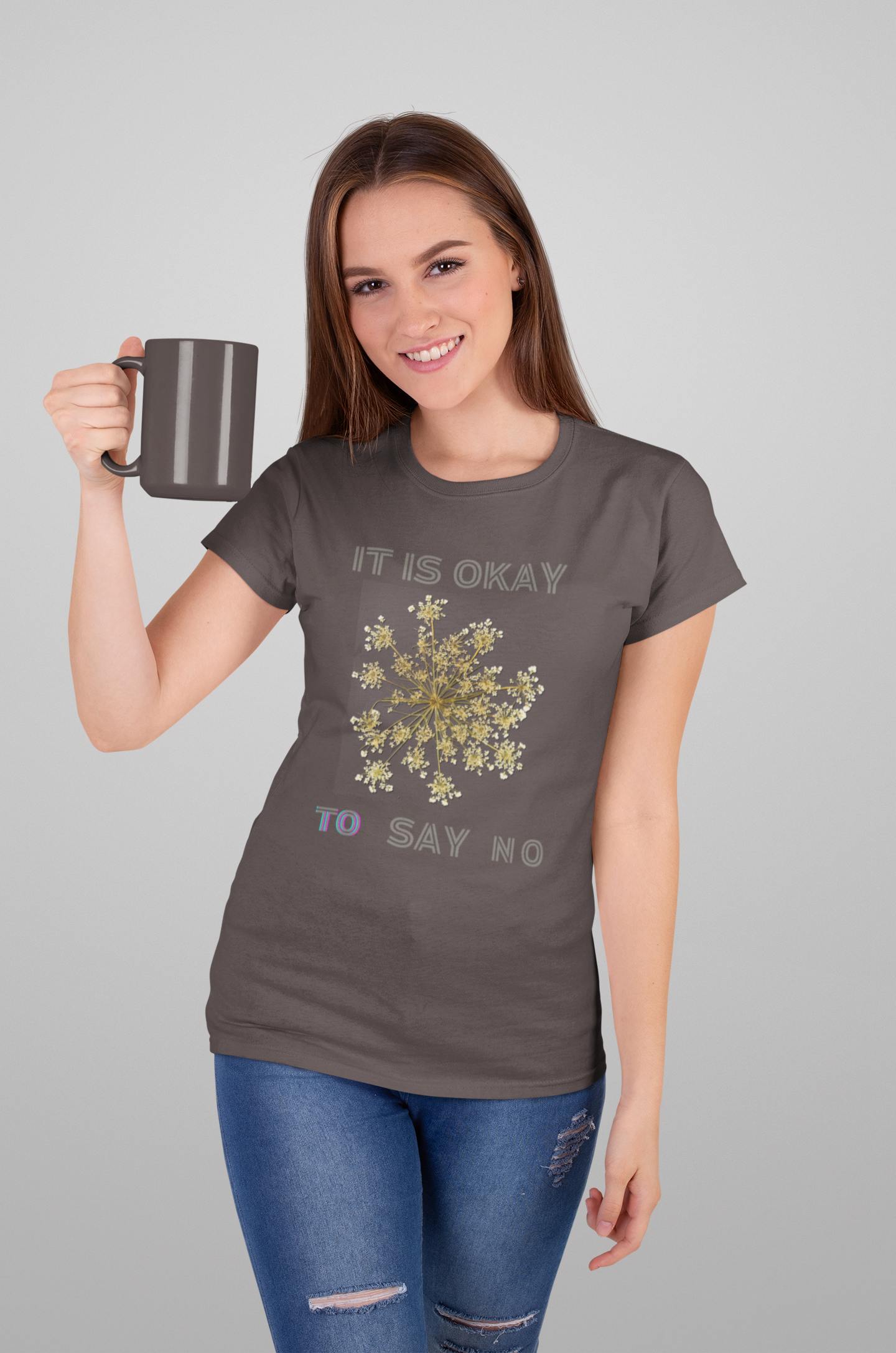 Its Okay to say No Women's T-Shirt Charcoal Grey