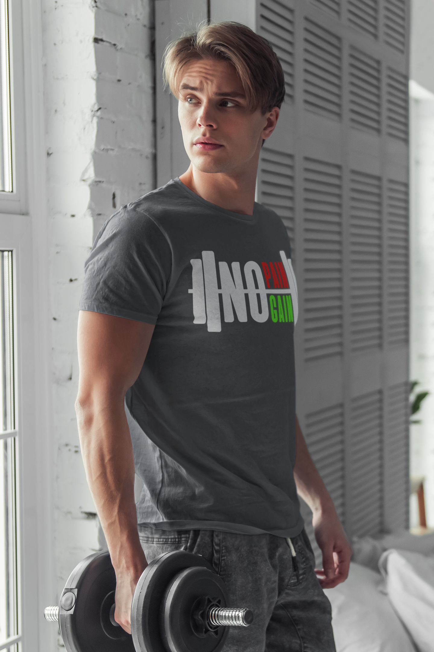 No Gain Half Sleeve T-Shirt Steel Grey