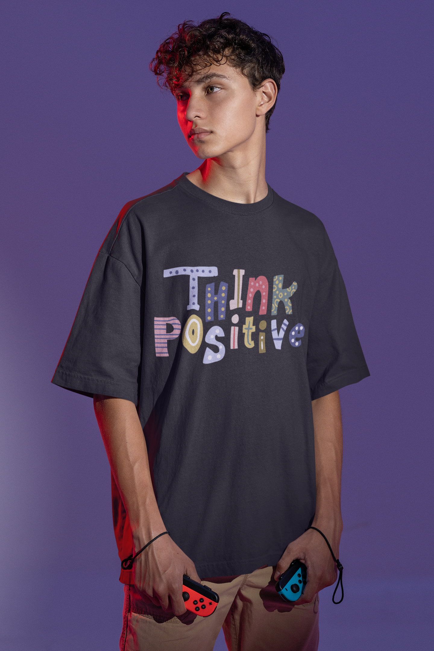 Think Positive Unisex Oversized T-Shirt Black