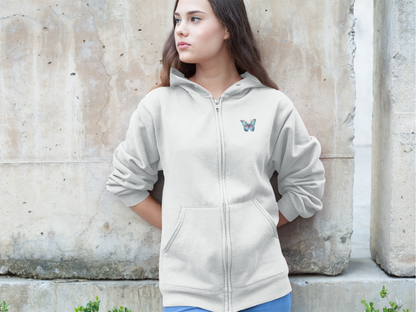 Blue Butterfly Unisex Zipped Hoodie