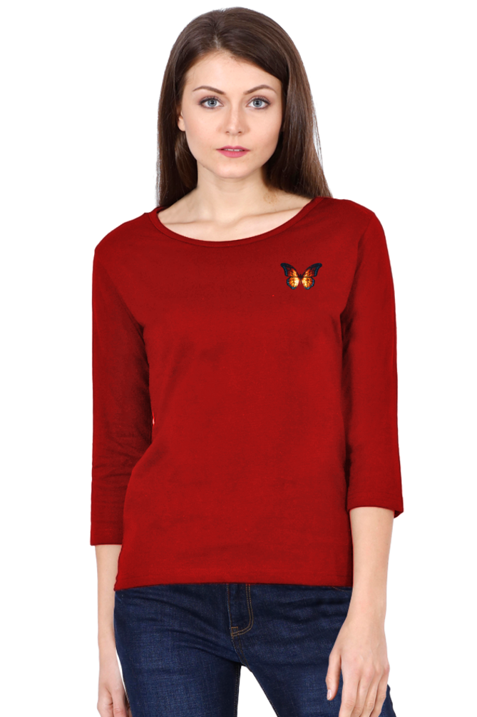 Butterfly Navy Red Women’s 3/4th Sleeve T-Shirt